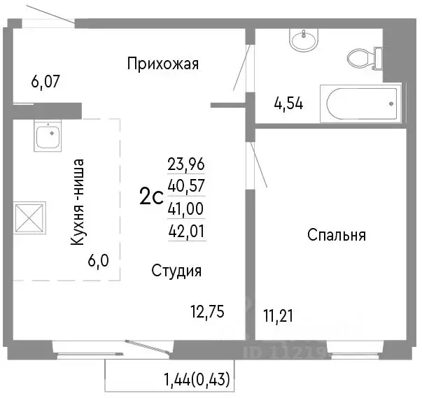 2-к кв. Челябинская область, Челябинск Нефтебазовая ул., 1к2 (41.0 м) - Фото 0