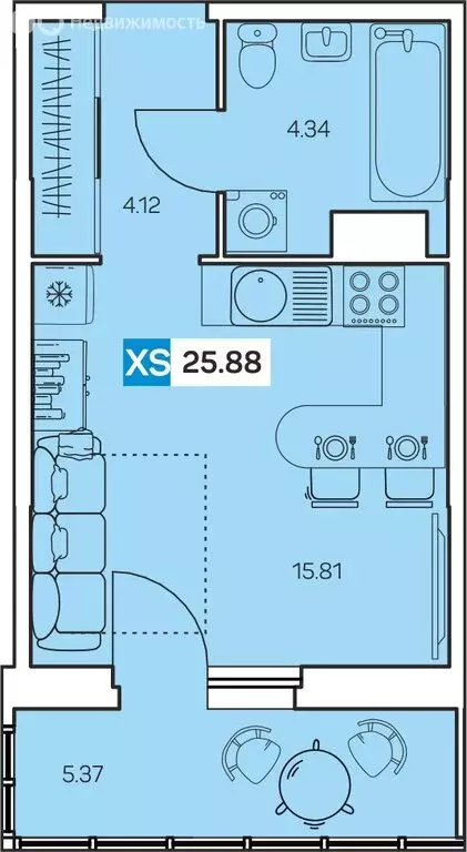 Квартира-студия: Северодвинск, улица Мира, 5 (25.88 м) - Фото 0