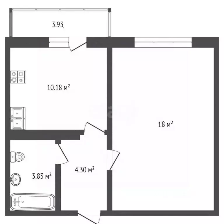1-к кв. Краснодарский край, Анапа ул. Адмирала Пустошкина, 22к7 (37.9 ... - Фото 2