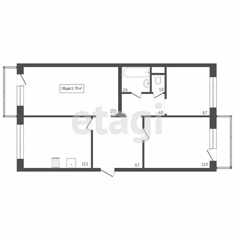3-комнатная квартира: Бийск, переулок Владимира Мартьянова, 144 (67.2 ... - Фото 1