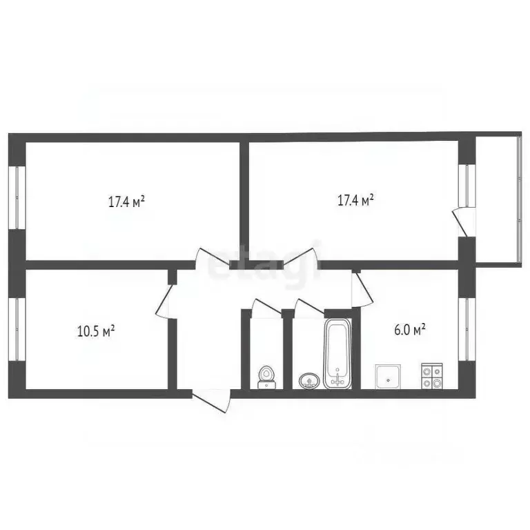 3-к кв. Коми, Сыктывкар ул. Старовского, 59 (61.8 м) - Фото 1