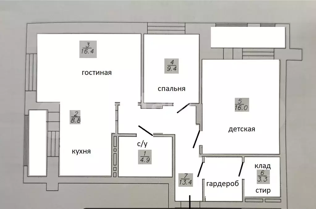 3-к кв. Татарстан, Казань ул. Баки Урманче, 4к2 (72.2 м) - Фото 2