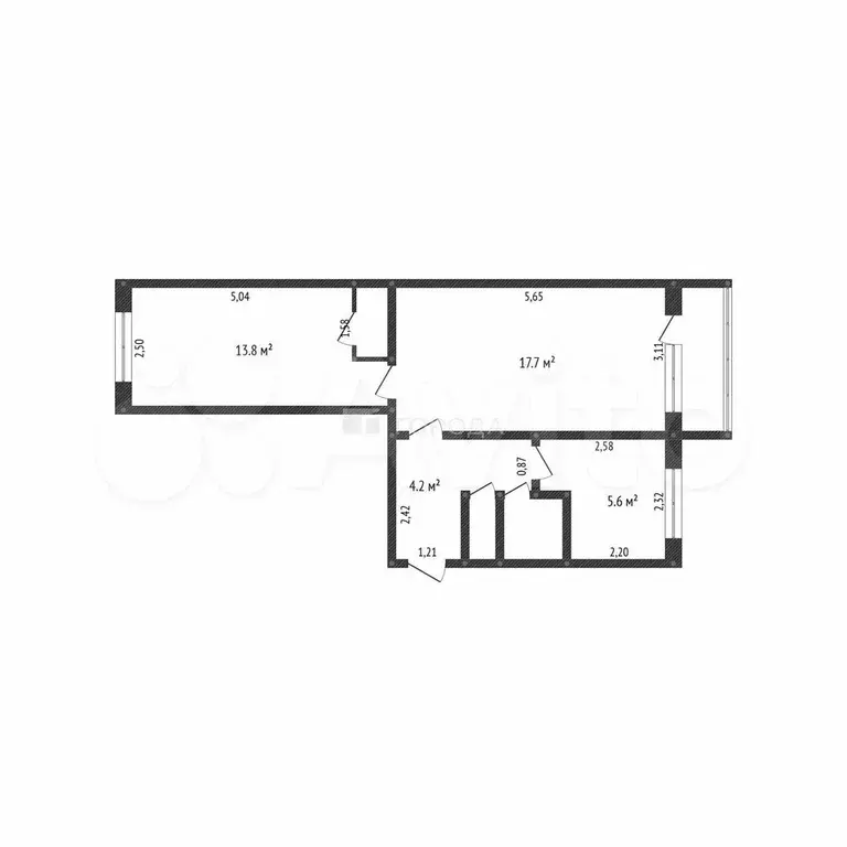 2-к. квартира, 45 м, 2/5 эт. - Фото 1