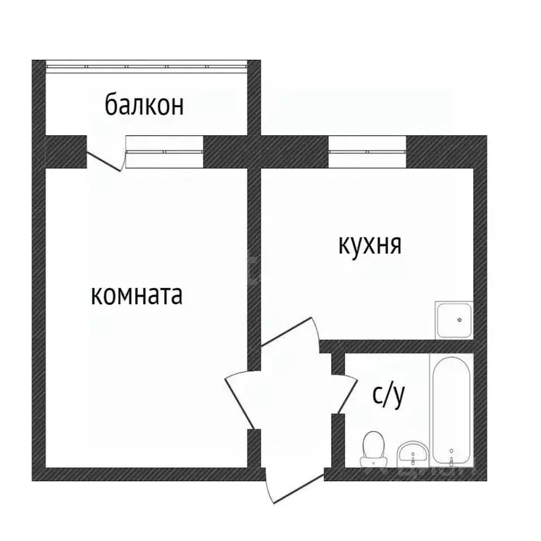 1-к кв. Курганская область, Курган ул. Красина, 47 (31.0 м) - Фото 1