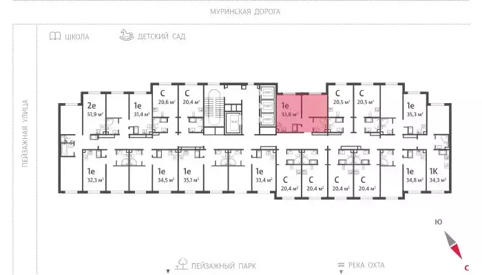 1-комнатная квартира: Санкт-Петербург, Муринская дорога (33.6 м) - Фото 0