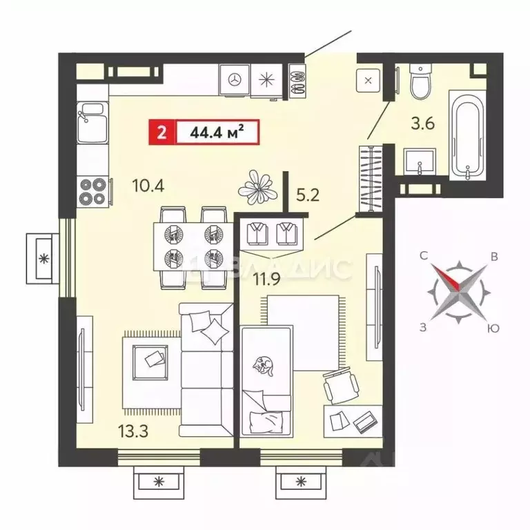 2-к кв. Пензенская область, Пензенский район, Засечный сельсовет, с. ... - Фото 2
