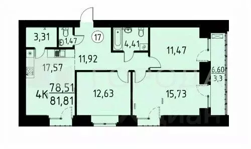 4-к кв. Томская область, Томский район, д. Кисловка, Северный мкр ул. ... - Фото 2