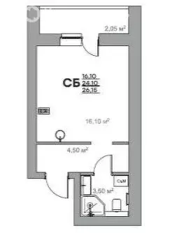 Квартира-студия: Ковров, улица Строителей, 39/3 (26.15 м) - Фото 1