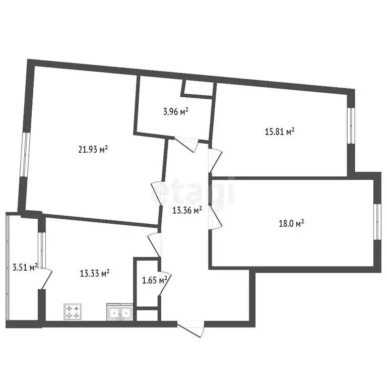 3-комнатная квартира: Санкт-Петербург, Ипподромный переулок, 1к3 (88.2 ... - Фото 1