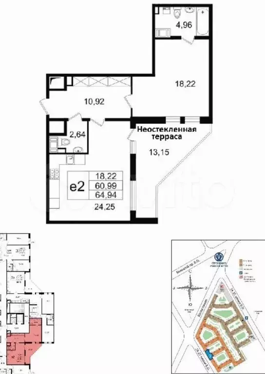 1-к. квартира, 73 м, 6/10 эт. - Фото 0