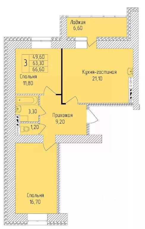 3-к кв. Белгородская область, Старый Оскол Степной мкр,  (66.6 м) - Фото 0