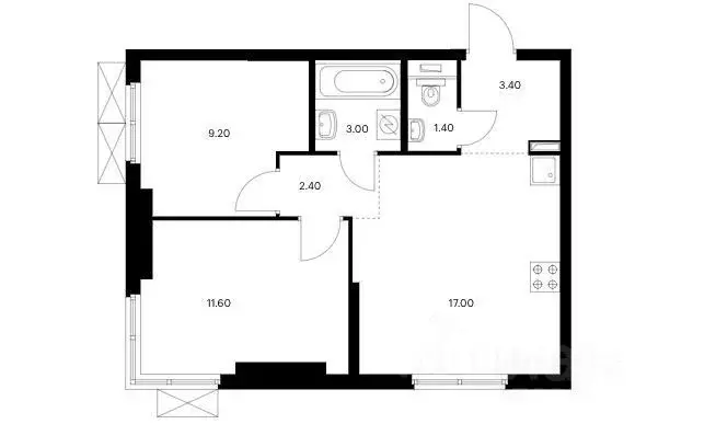 3-к кв. Москва ул. Добролюбова, 8к1 (46.0 м) - Фото 1