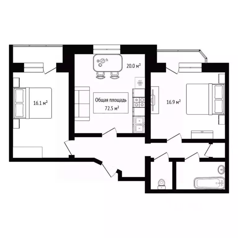 2-к кв. Новосибирская область, Бердск Северный мкр, 6 (72.5 м) - Фото 2