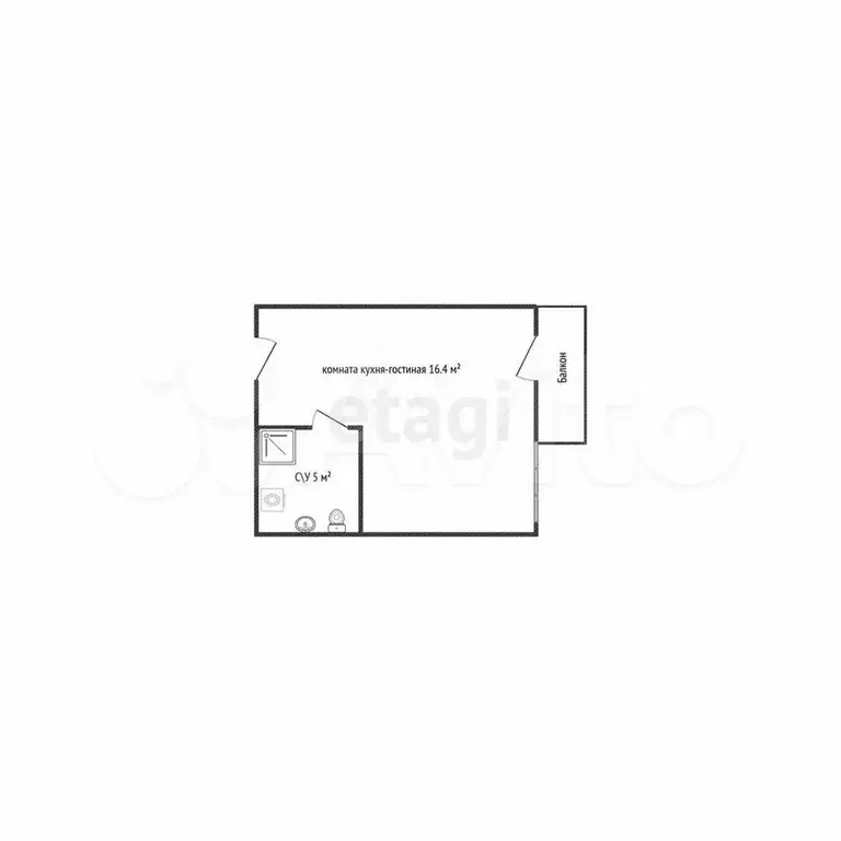 Квартира-студия, 21,7 м, 3/3 эт. - Фото 0
