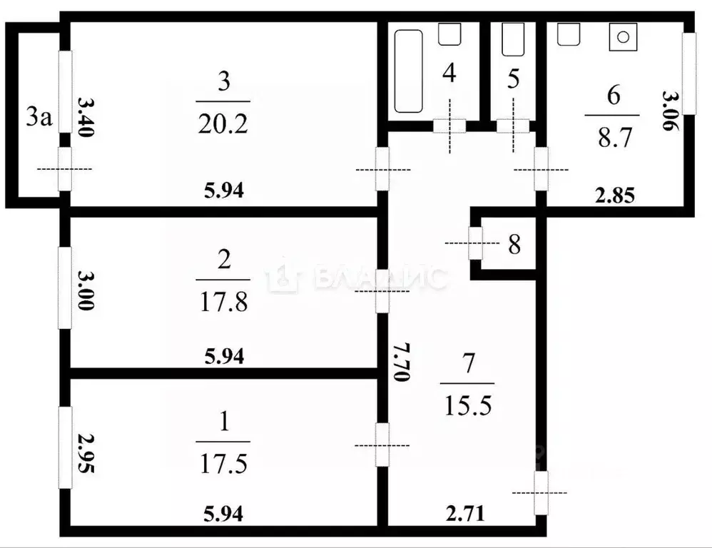 3-к кв. Москва ул. Ремизова, 7 (88.6 м) - Фото 1