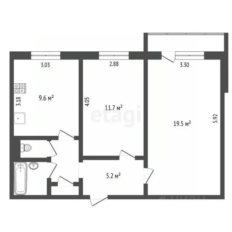 2-к кв. Вологодская область, Череповец ул. Наседкина, 9 (53.3 м) - Фото 1