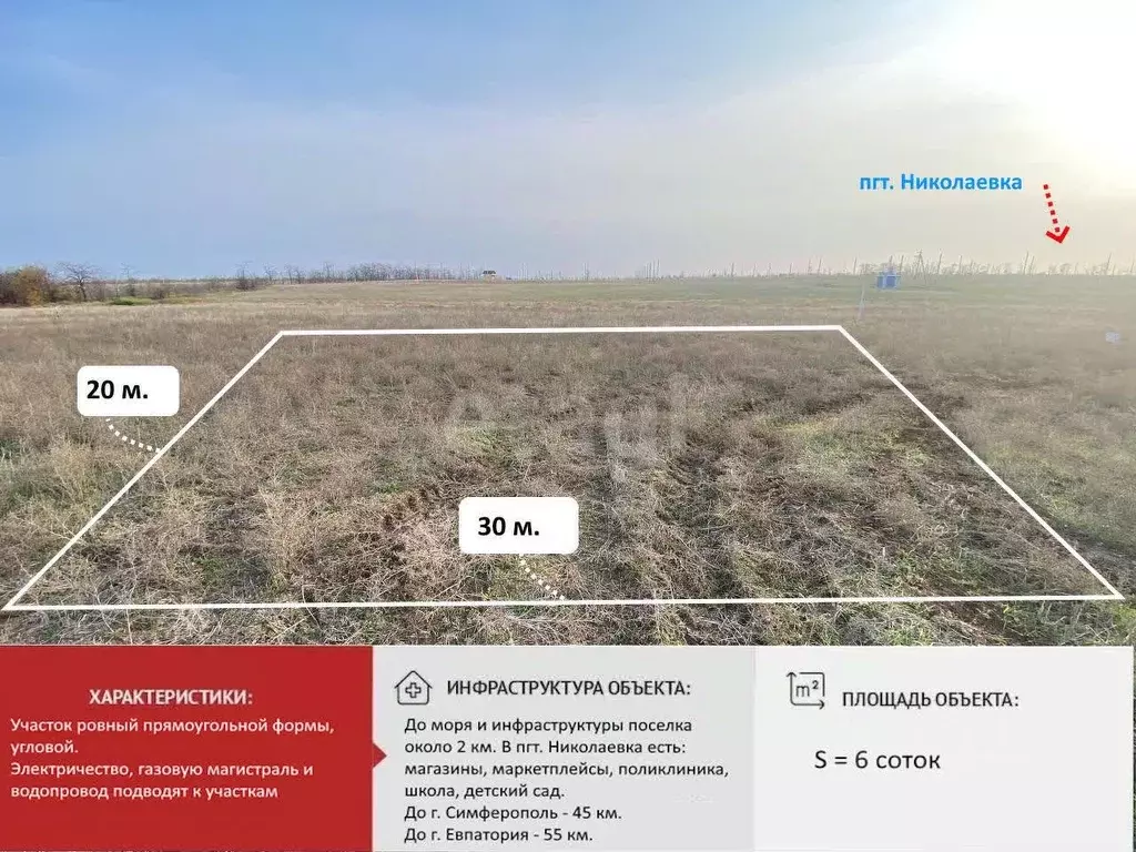 Участок в Крым, Симферопольский район, Николаевка пгт  (6.0 сот.) - Фото 1