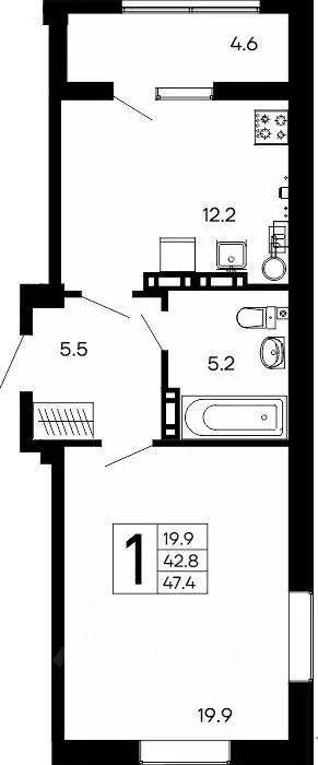 1-к кв. Крым, Феодосия Утесов жилой комплекс (47.4 м) - Фото 0
