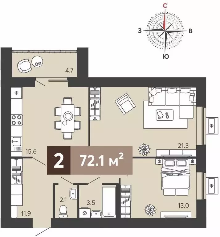 2-комнатная квартира: Пенза, Серпуховская улица, с1 (72.1 м) - Фото 0