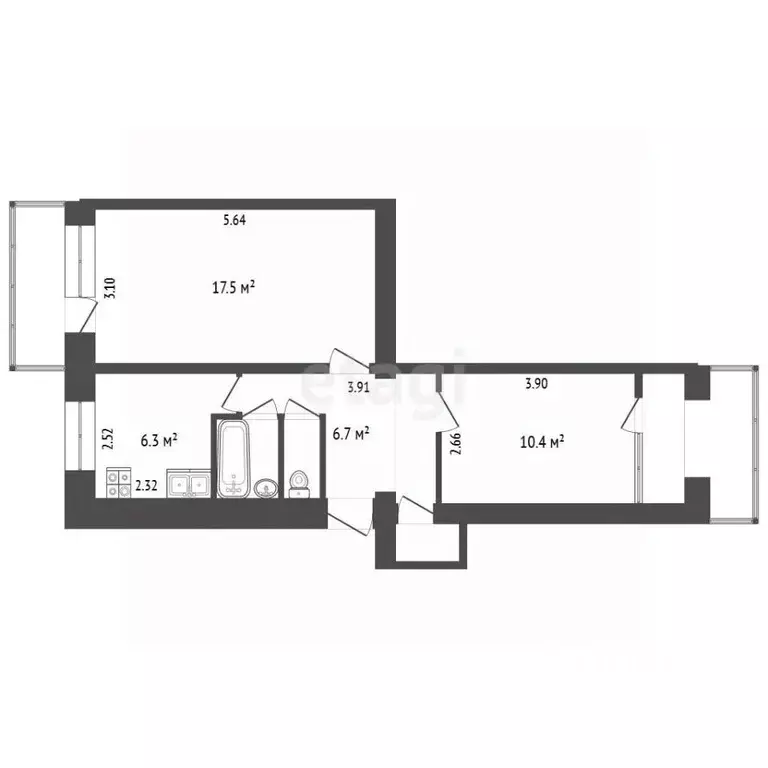 2-к кв. Крым, Симферополь ул. Аральская (40.9 м) - Фото 2