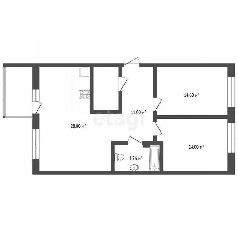 2-к кв. Тюменская область, Тюмень проезд Тихий, 2 (74.9 м) - Фото 2