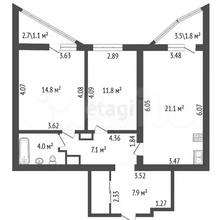 2-к. квартира, 68,5 м, 10/17 эт. - Фото 0
