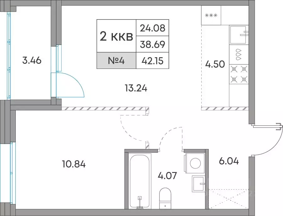 2-к кв. Карелия, Петрозаводск Александровский Завод тер.,  (42.15 м) - Фото 1