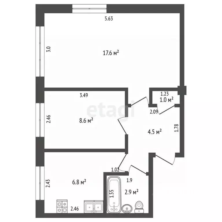 2-к кв. Самарская область, Самара Партизанская ул., 177 (41.4 м) - Фото 2