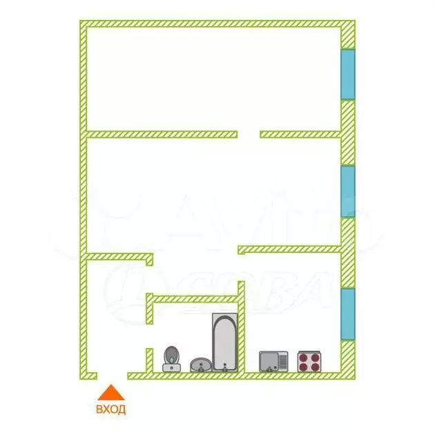 2-к. квартира, 42,5 м, 2/5 эт. - Фото 0