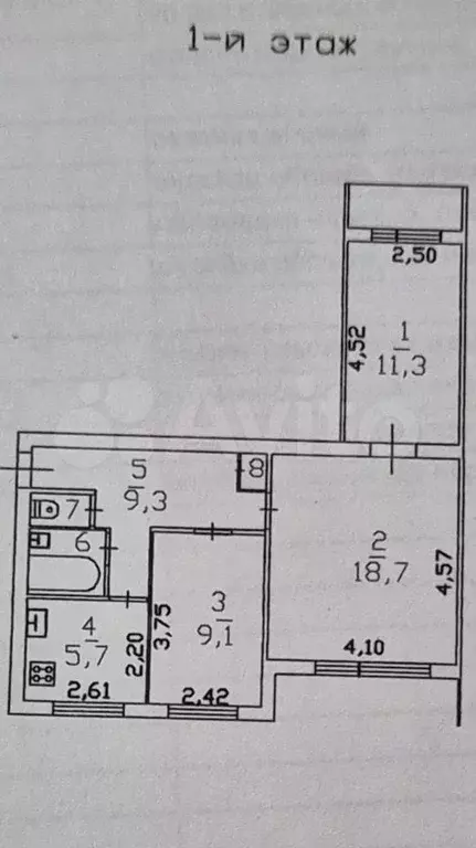 3-к. квартира, 58 м, 1/9 эт. - Фото 0