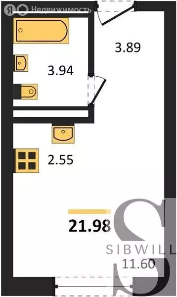 Квартира-студия: Новосибирск, Пермская улица, 12к2 (21.98 м) - Фото 0