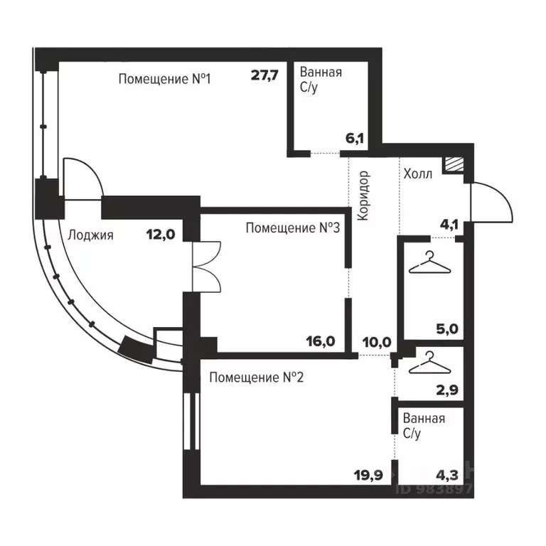 2-к кв. Челябинская область, Челябинск ул. Труда, 157А (95.6 м) - Фото 0