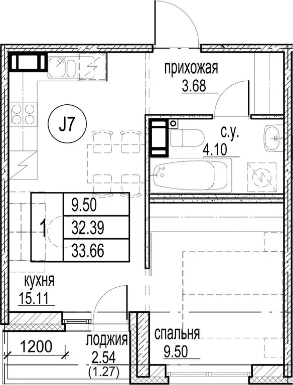 1-комнатная квартира: Кудрово, проспект Строителей, 5 (33.66 м) - Фото 0