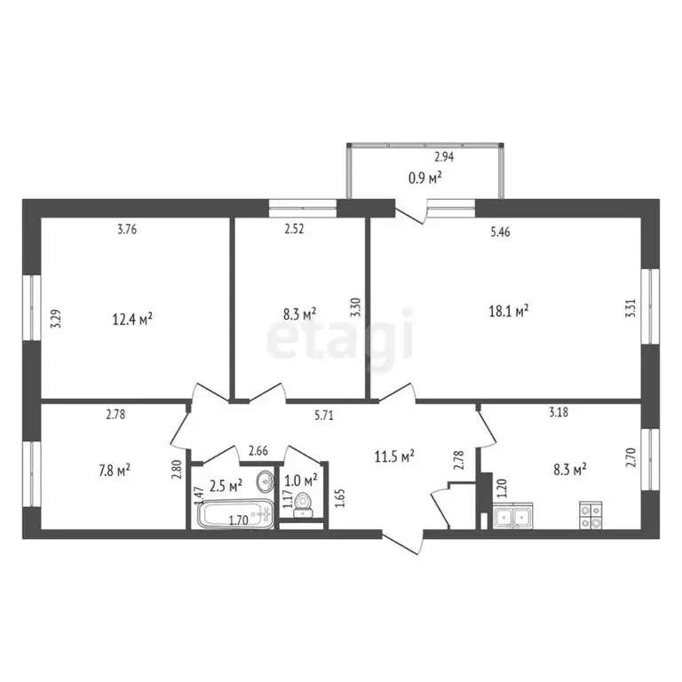 4-к кв. Забайкальский край, Чита Автогенная ул., 6 (69.9 м) - Фото 1