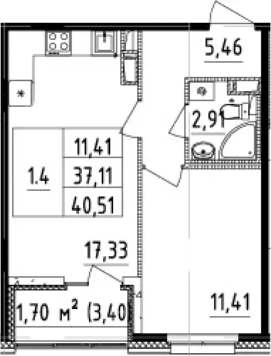 Продаётся 1-к квартира, 37.11 м - Фото 0