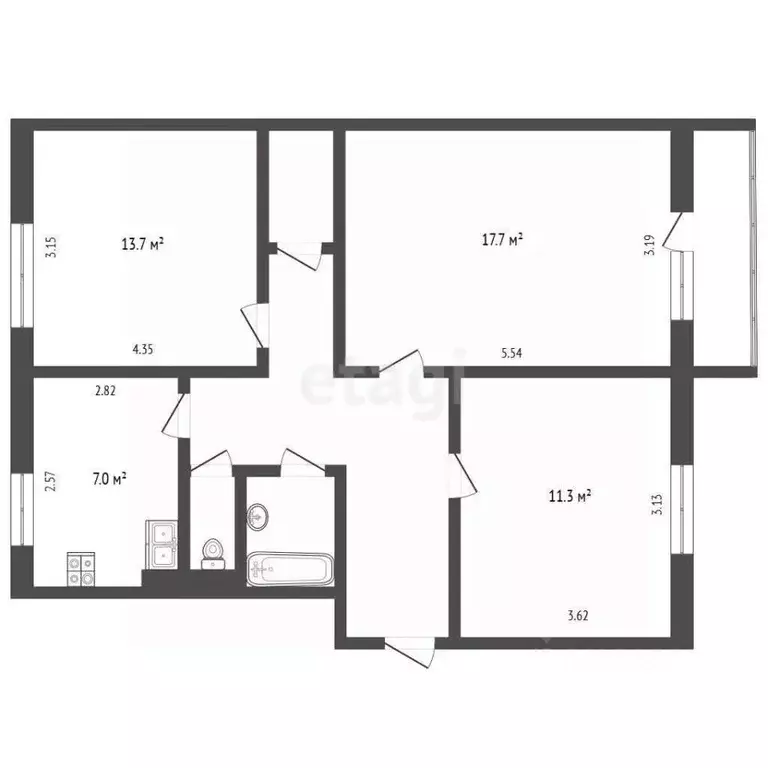 3-к кв. Ямало-Ненецкий АО, Муравленко ул. Ленина, 70 (64.6 м) - Фото 2