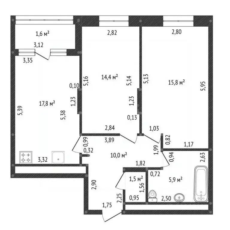 2-к кв. Башкортостан, Уфа ул. Пархоменко, 156Г (67.0 м) - Фото 1
