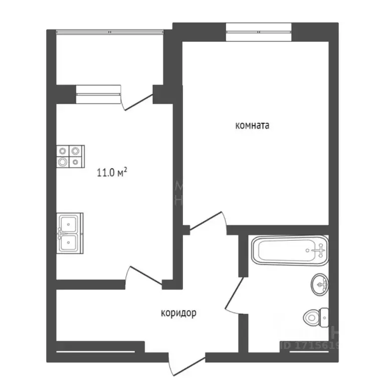 1-к кв. Тюменская область, Тюмень ул. 50 лет Октября, 57А (37.0 м) - Фото 1