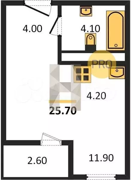 Квартира-студия, 25,7 м, 21/21 эт. - Фото 0