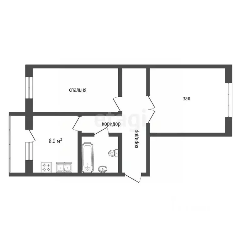 2-к кв. Ханты-Мансийский АО, Когалым Бакинская ул., 1 (50.9 м) - Фото 1