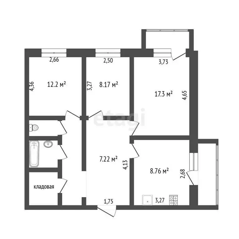 3-комнатная квартира: Ухта, улица Куратова, 4 (62 м) - Фото 0