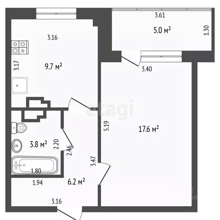 1-к кв. Тюменская область, Тюмень ул. Муравленко, 3к1 (37.3 м) - Фото 2