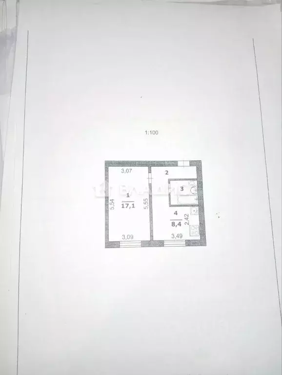 1-к кв. Белгородская область, Белгород Донецкая ул., 83Ж (35.0 м) - Фото 2