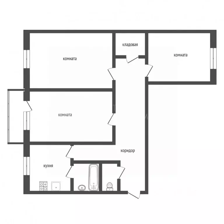 3-к кв. Тюменская область, Тюмень ул. Республики, 171 (60.0 м) - Фото 2