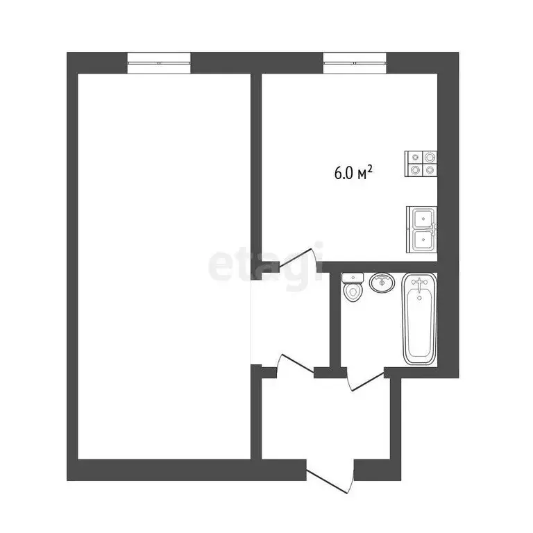 1-комнатная квартира: Тюмень, улица Республики, 188 (32.3 м) - Фото 1