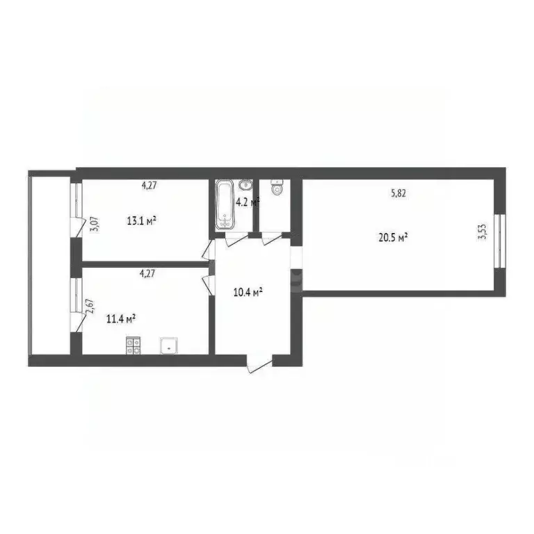 2-к кв. Омская область, Омск ул. Перелета, 23 (62.1 м) - Фото 2