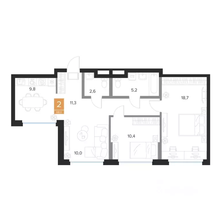 2-к кв. Курская область, Курск Парковый квартал Чувства жилой комплекс ... - Фото 1