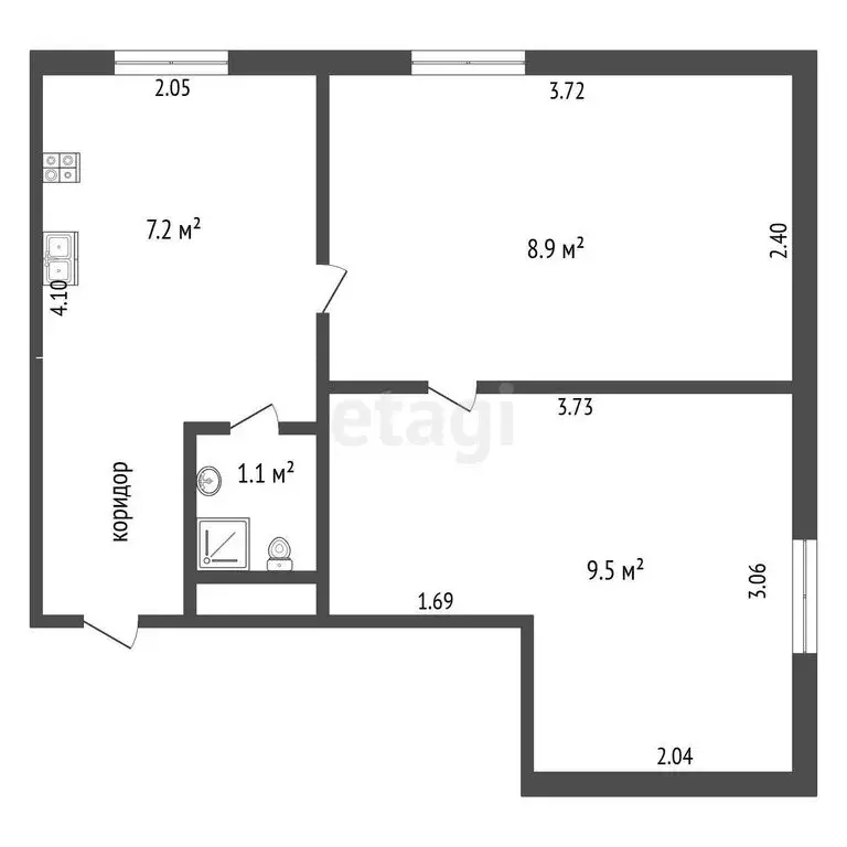 2-комнатная квартира: Зеленоградск, Московская улица, 47 (26.2 м) - Фото 1