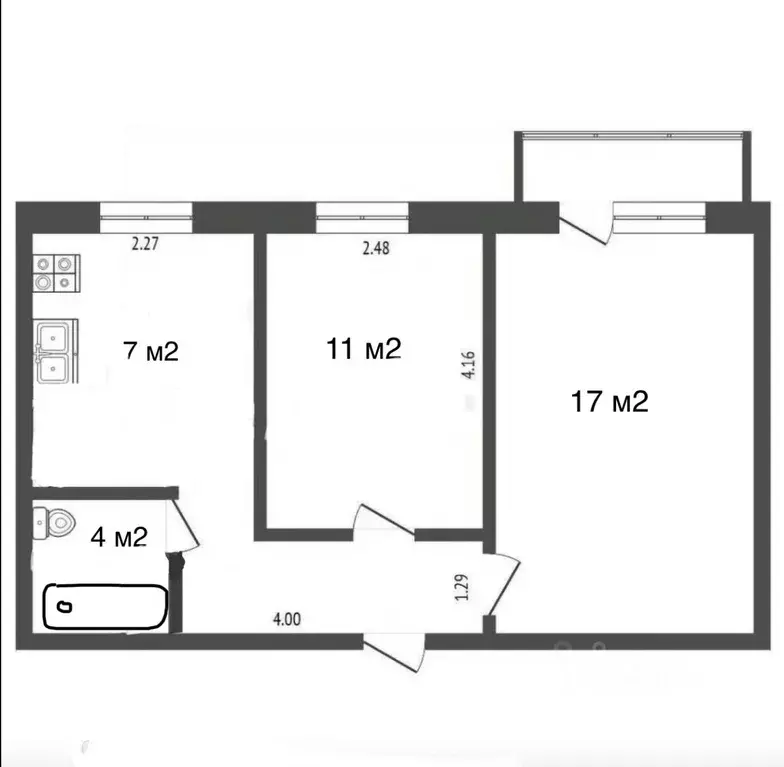 2-к кв. Оренбургская область, Оренбург Волгоградская ул., 4 (44.0 м) - Фото 1