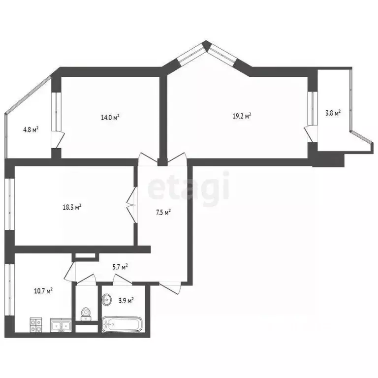 3-к кв. Москва 2-й Грайвороновский проезд, 38к1 (85.5 м) - Фото 2